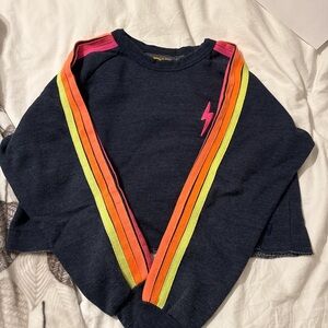 Aviator nation navy and neon crewneck